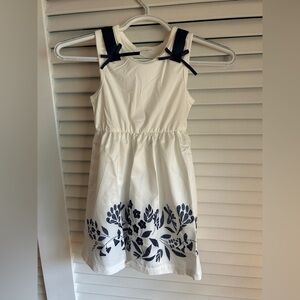 New White and Navy Floral Kids Dress